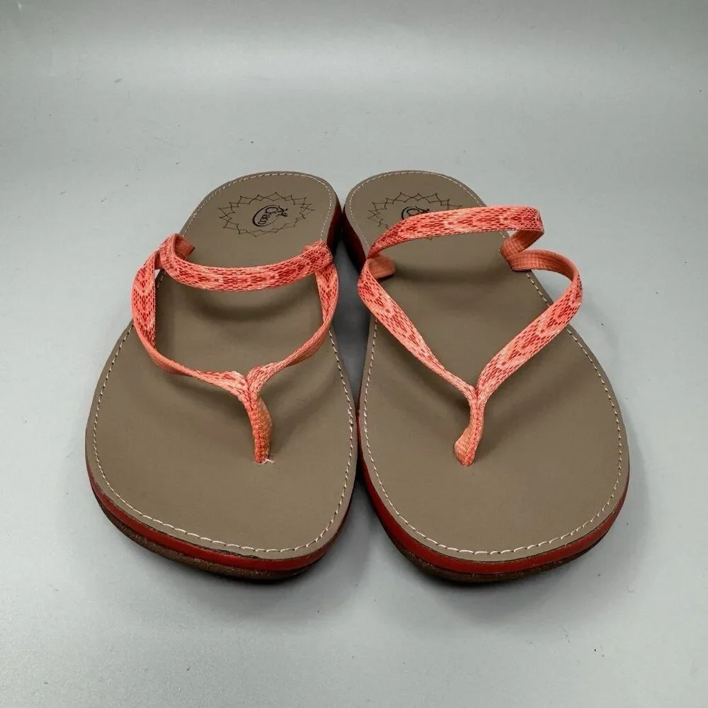 Chaco Womens Abbey Peach Slip On Pink Coral Flip Flop Sandal Shoe Size 5